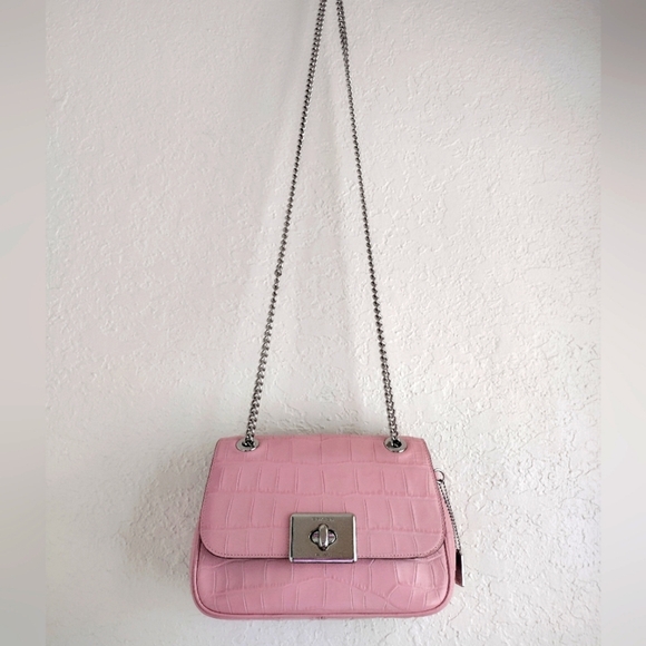 Coach Cassidy Pink Croc Crossbody Bag F38081 - Picture 7 of 17